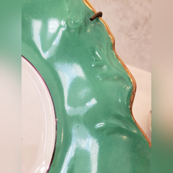 5 Vintage Green Floral Plates with Gold Rim - Picture 5 of 16